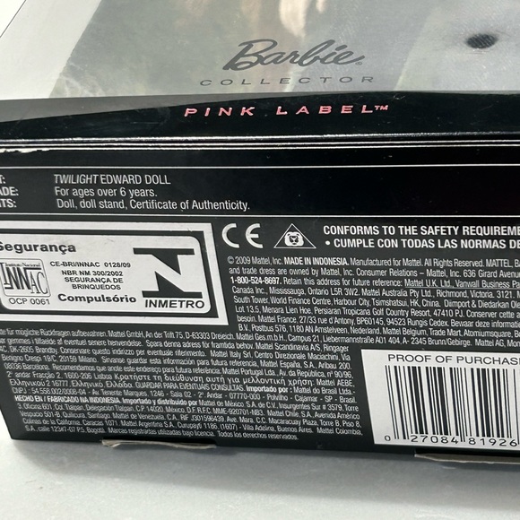BARBIE Pink Label ~ Edward TWILIGHT Collectible Doll Mint in Box! - Picture 15 of 15